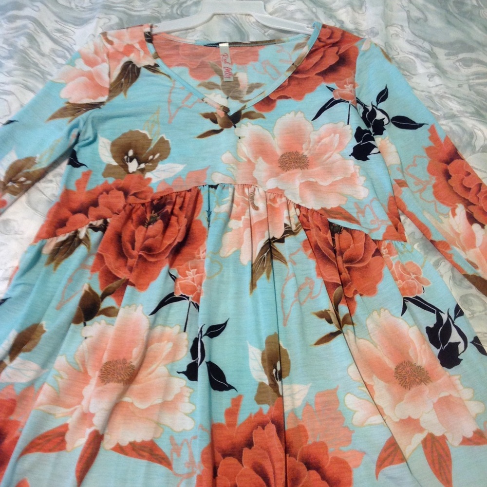 RESTOCKED🌸Mint floral babydoll longsleeve dress🌸 - Picture 4 of 8